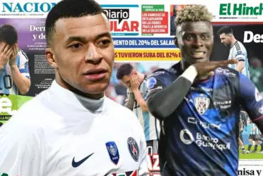 Jhoanner Chávez y Kylian Mbappé 